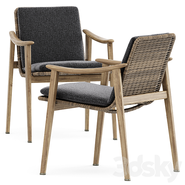 Fynn Outdoor chair and Quadrado table by Minotti 3DS Max Model - thumbnail 4