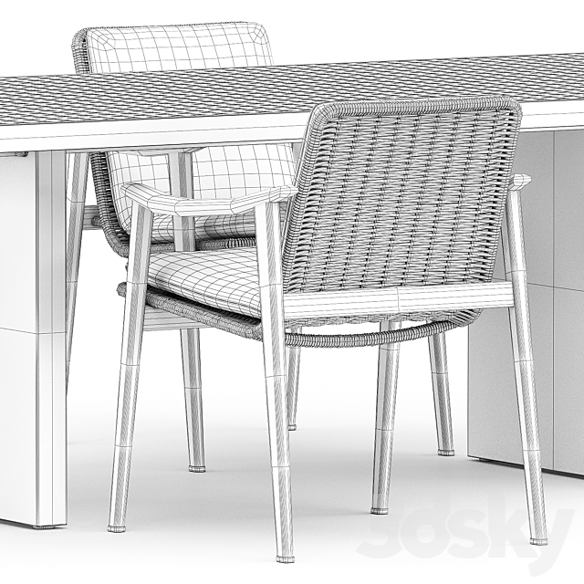 Fynn Outdoor chair and Quadrado table by Minotti 3DS Max Model - thumbnail 5