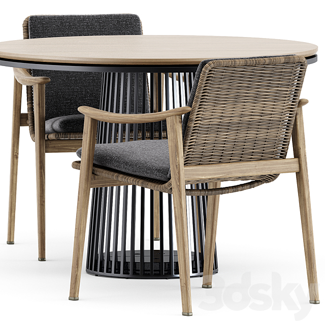 Fynn Outdoor chair by Minotti and Grid table by solpuri 3DSMax File - thumbnail 3