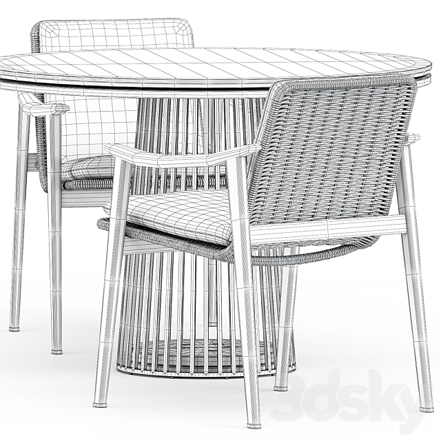 Fynn Outdoor chair by Minotti and Grid table by solpuri 3DSMax File - thumbnail 5