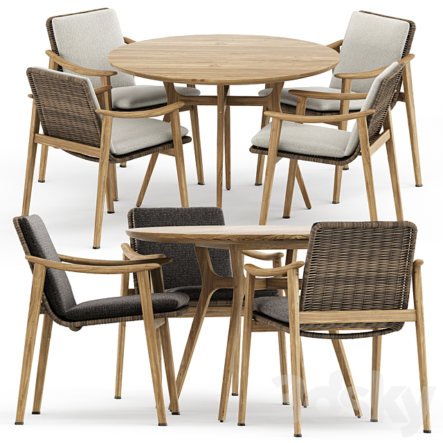 Fynn Outdoor chair by Minotti and Ren Dining table C1100 by Stellarworks 3DSMax File - thumbnail 1