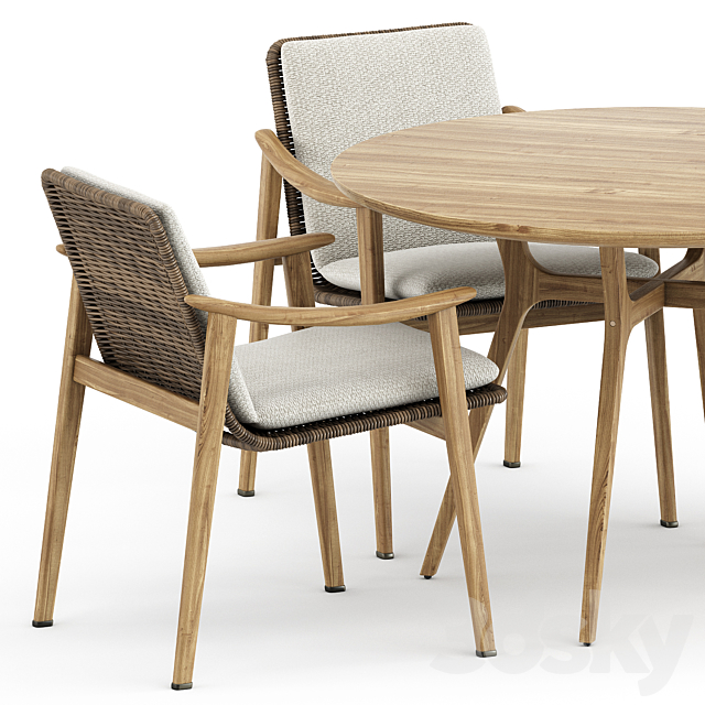 Fynn Outdoor chair by Minotti and Ren Dining table C1100 by Stellarworks 3DSMax File - thumbnail 2