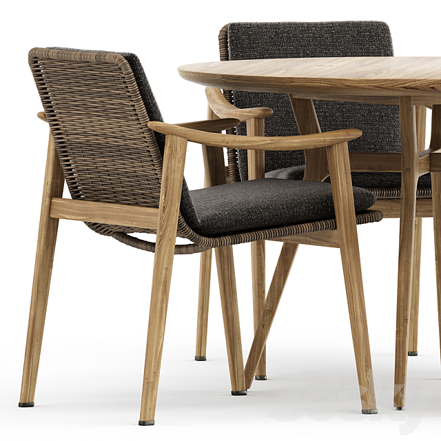 Fynn Outdoor chair by Minotti and Ren Dining table C1100 by Stellarworks 3DSMax File - thumbnail 3