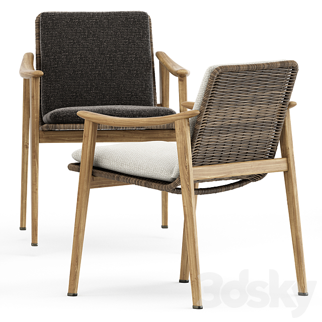 Fynn Outdoor chair by Minotti and Ren Dining table C1100 by Stellarworks 3DSMax File - thumbnail 4