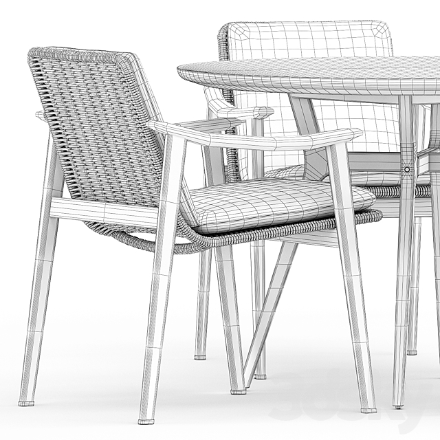 Fynn Outdoor chair by Minotti and Ren Dining table C1100 by Stellarworks 3DSMax File - thumbnail 5