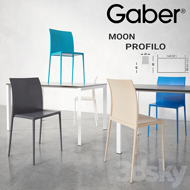 GABER Moon chair Profilo table 3DSMax File - thumbnail 1