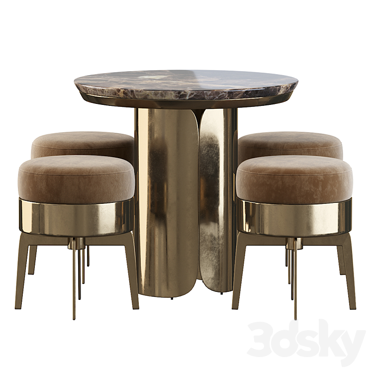 Gabriel Coffe Table and Feel Good Pouf 3DS Max - thumbnail 2