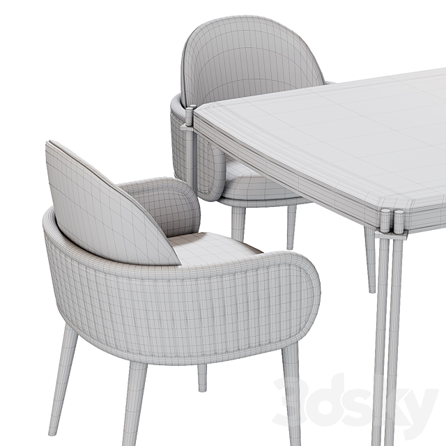 Gala chair and table Tudor 3DSMax File - thumbnail 4