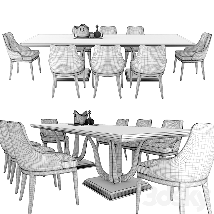 GALIMBERTI NINO Corallo table + Adele chair 3DS Max - thumbnail 2