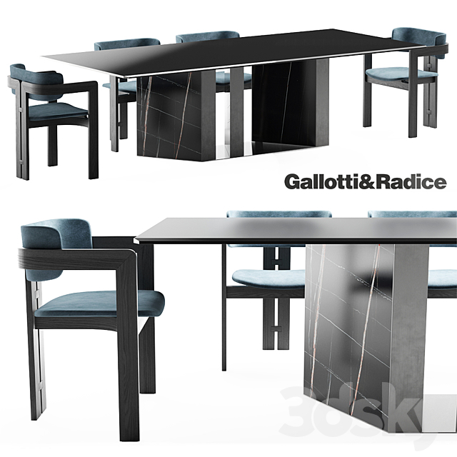 Gallotti & Radice 0414 chair | Platinum table 3DSMax File - thumbnail 1