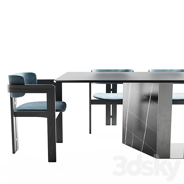 Gallotti & Radice 0414 chair | Platinum table 3DSMax File - thumbnail 2