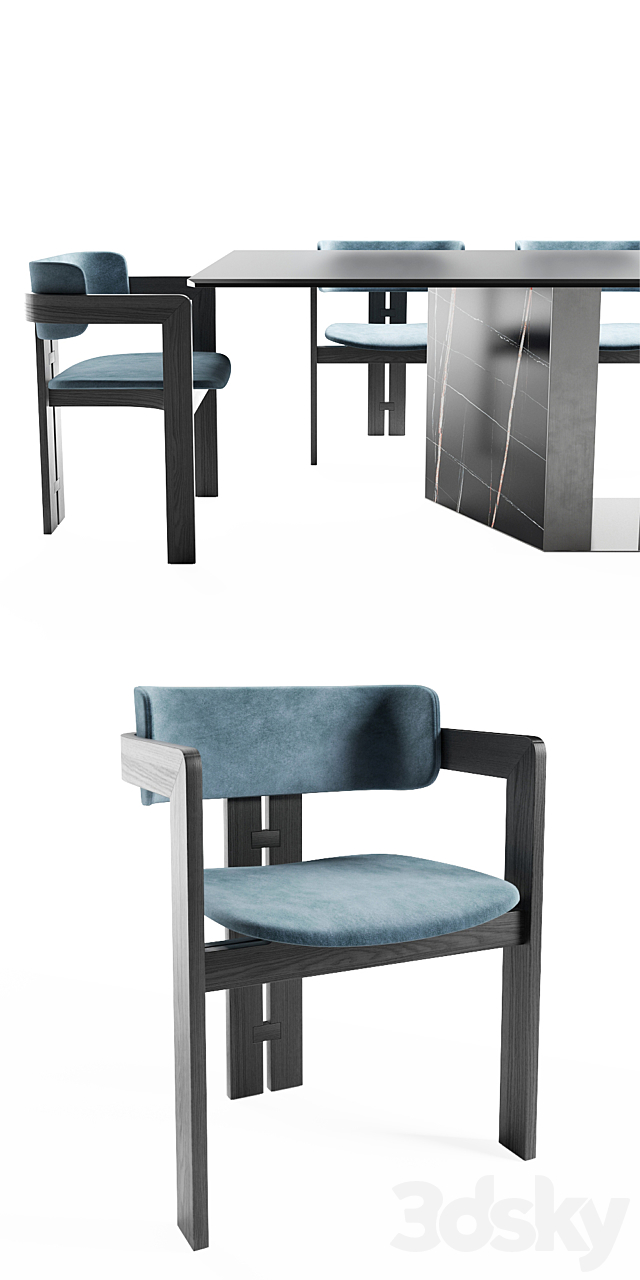 Gallotti & Radice 0414 chair | Platinum table 3DSMax File - thumbnail 3