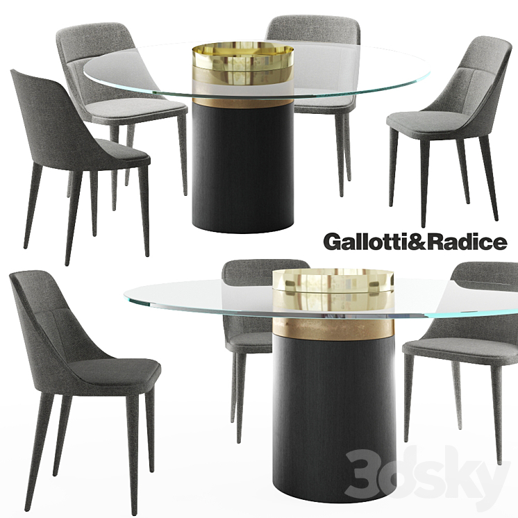 Gallotti&Radice Jackie chair | Haumea-T table 3DS Max - thumbnail 1