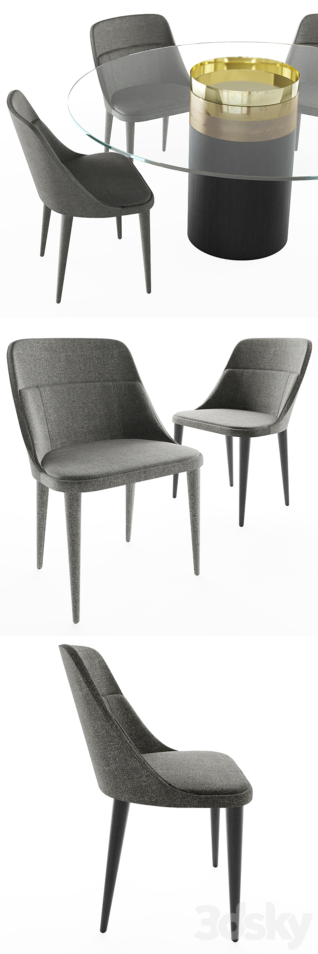 Gallotti&Radice Jackie chair | Haumea-T table 3DSMax File - thumbnail 2