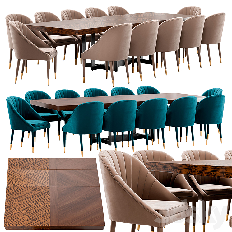 Garda Decor dining chair and Santa Barbara table 3DS Max - thumbnail 1