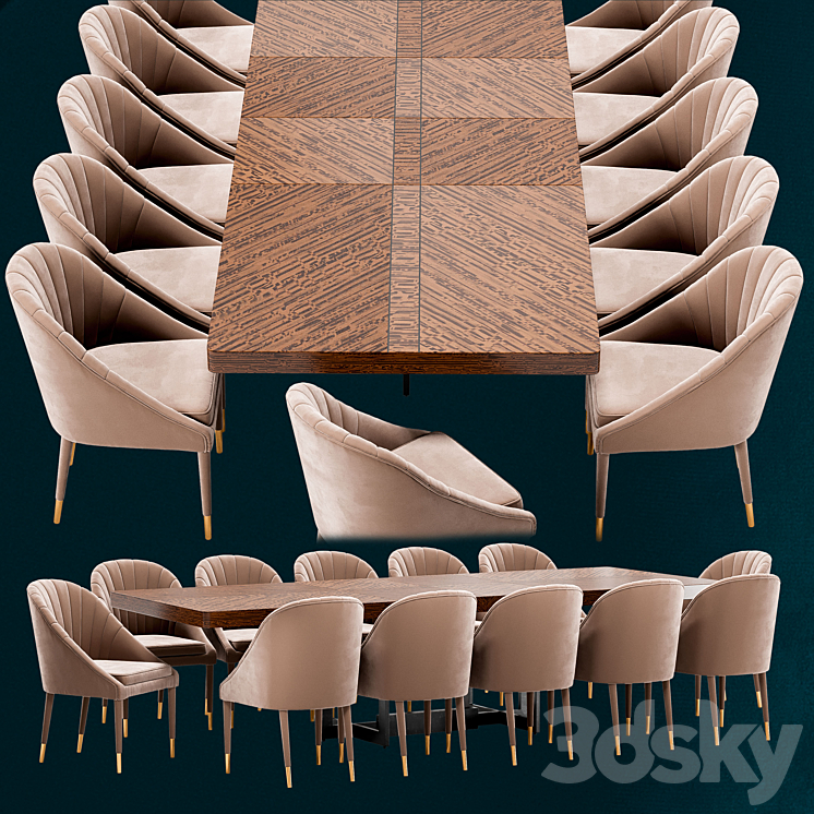 Garda Decor dining chair and Santa Barbara table 3DS Max - thumbnail 2