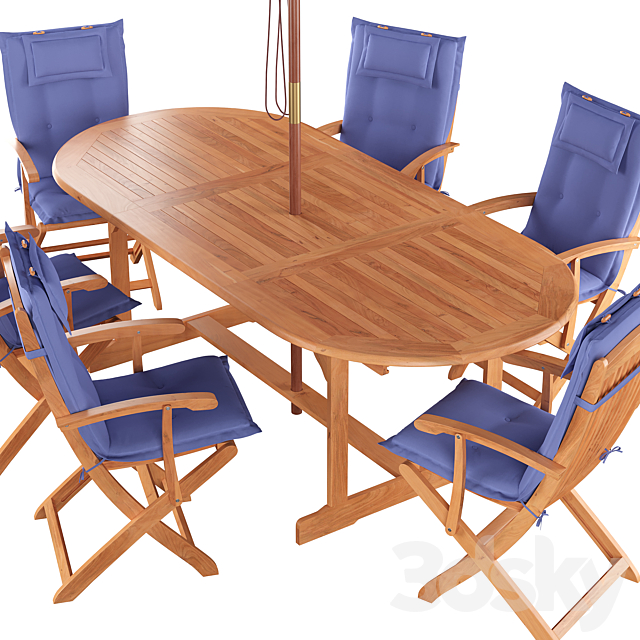 Garden dining set 3DS Max Model - thumbnail 2