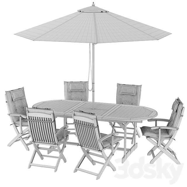 Garden dining set 3DS Max Model - thumbnail 5