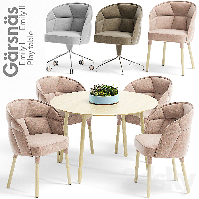 Garsnas Emily I and II armchair Play Table 3ds Max - thumbnail 1