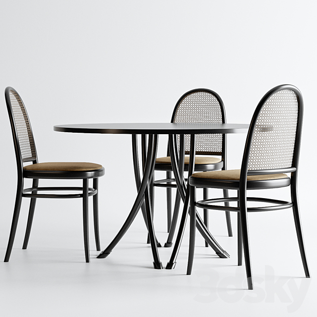 Gebrueder Thonet Vienna – Table and Chair 3DS Max Model - thumbnail 2