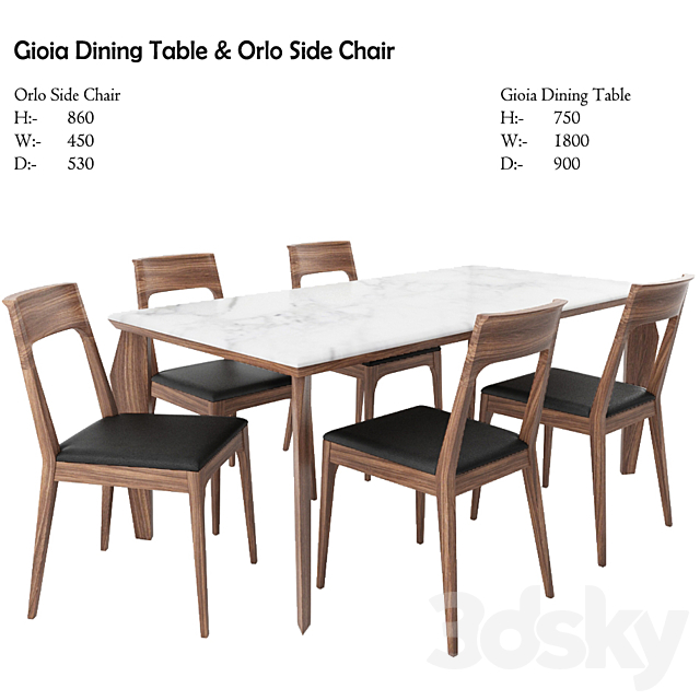 Gioia Dining Table & Orlo Side Chair 3DSMax File - thumbnail 1