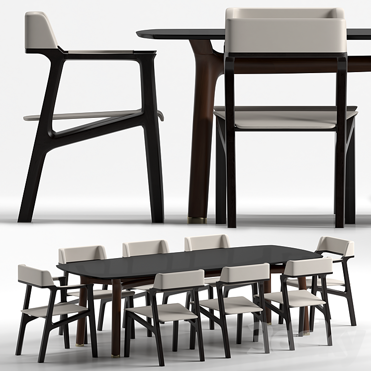 Giorgetti Alexa & table Memos 3DS Max Model - thumbnail 1