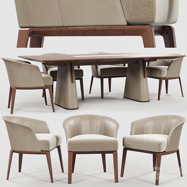 Giorgetti Aura chair Fang table 3DS Max - thumbnail 1