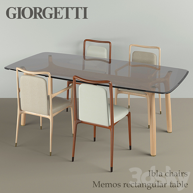 Giorgetti ibla chairs & memos rectangular table 3DS Max - thumbnail 1