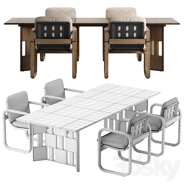 Giorgetti Loop chair Break table set 3DSMax File - thumbnail 3