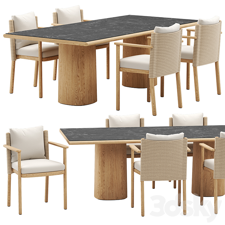 Giro Dining Set \/ Kettal 3DS Max Model - thumbnail 1