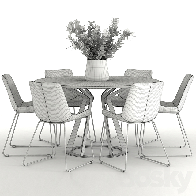 Giuliano Cappelletti Mitos Table and Cleo Sleigh Dining Chair 3DSMax File - thumbnail 3