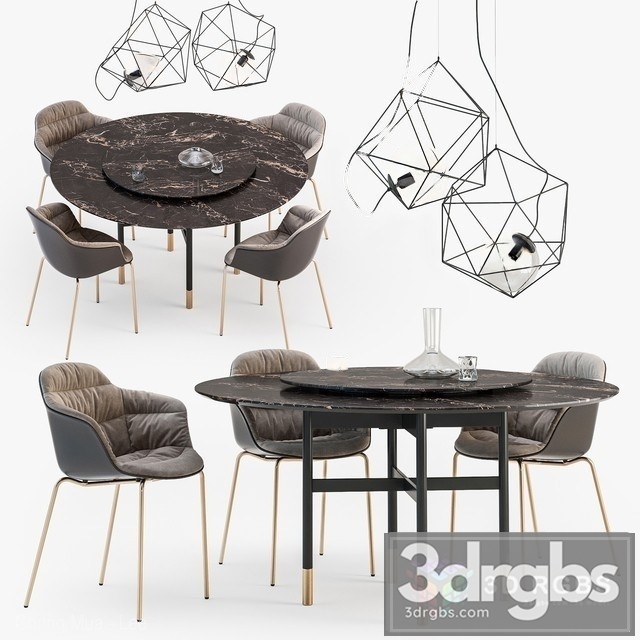 Glamour Table Mood Chair Set 3dsmax Download - thumbnail 1