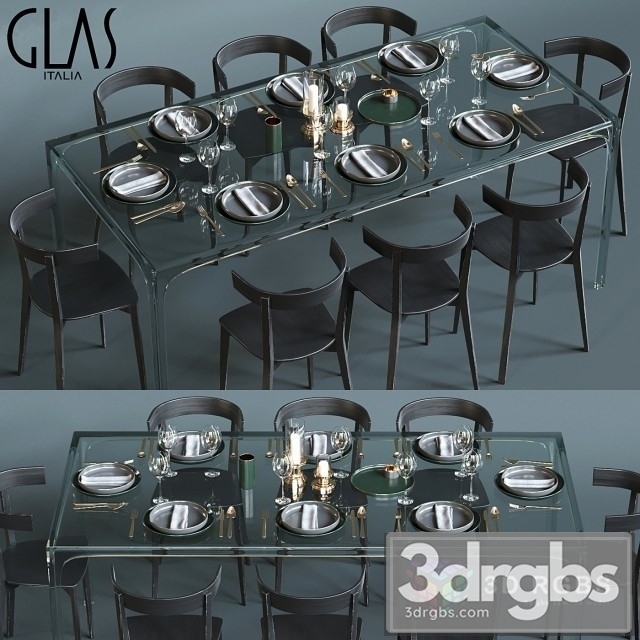 Glas Italia Table and Chair 3dsmax Download - thumbnail 1