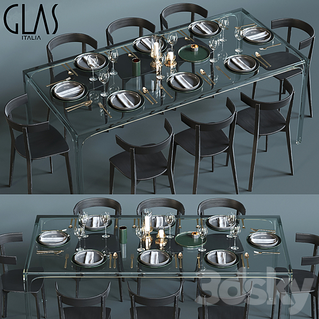 Glas Italia table set 3DSMax File - thumbnail 1