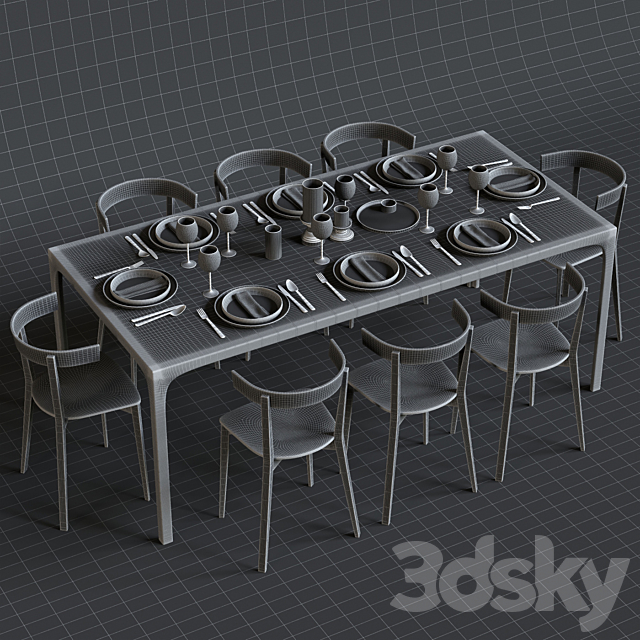 Glas Italia table set 3DSMax File - thumbnail 3