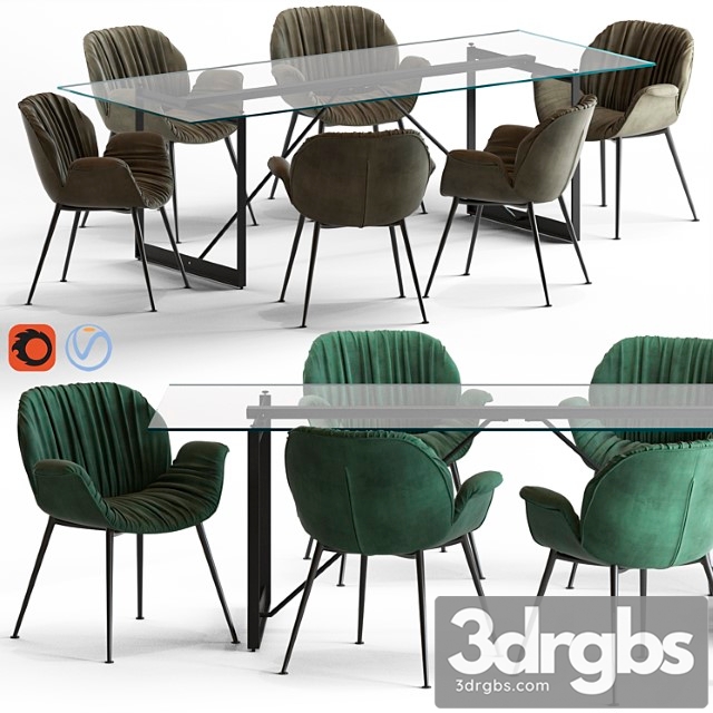 Globewest abigail armchair and barnes trestle table 2 3dsmax Download - thumbnail 1