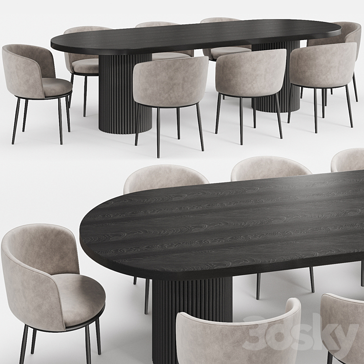 GLOBEWEST Benjamin Ripple table and Filmore dining chair Eichholtz 3DS Max Model - thumbnail 3