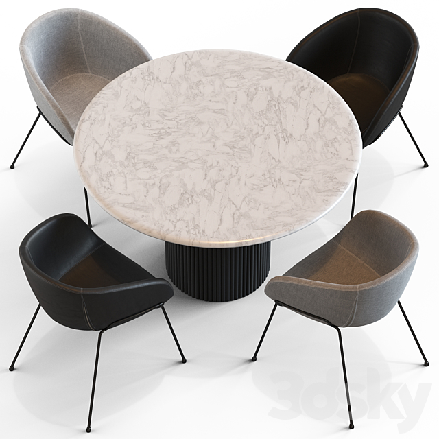 Globewest Benjamin Table and Duke Chair 3DS Max Model - thumbnail 2