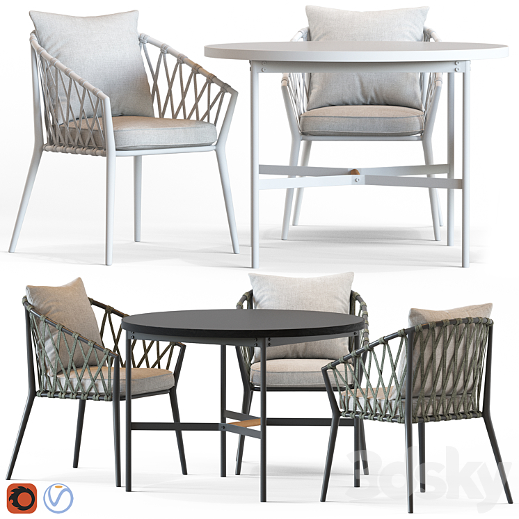 Globewest Maui Armchair and Morgan Table 3DS Max Model - thumbnail 3