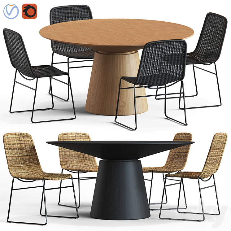 Globewest Olivia Chair and Classique Table 3DS Max - thumbnail 1