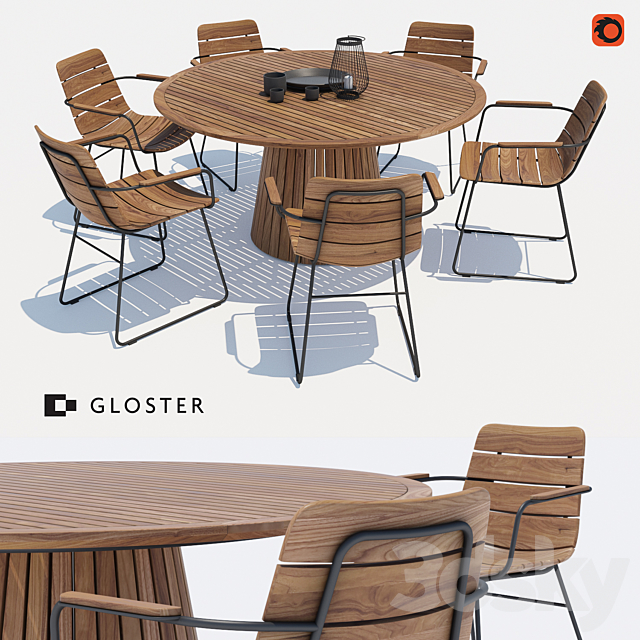 Gloster William chair + Whirl table 3ds Max - thumbnail 1