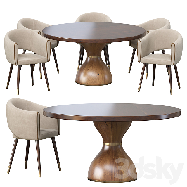 GRACE ARMCHAIR and POINT REYES BOTTICELLI LARGE ROUND DINING TABLE 3DS Max Model - thumbnail 2