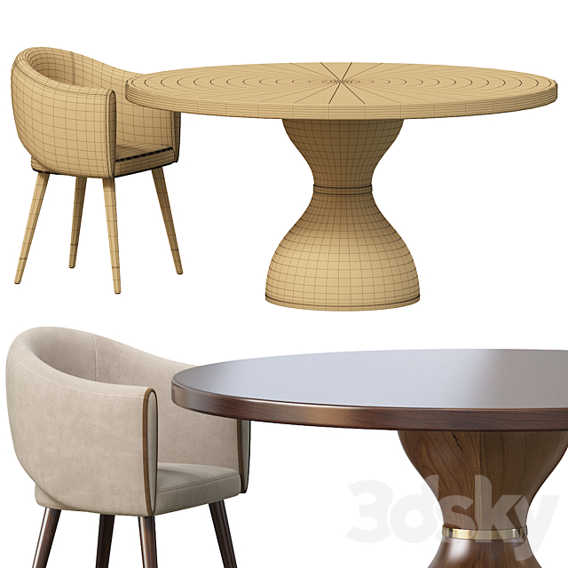 GRACE ARMCHAIR and POINT REYES BOTTICELLI LARGE ROUND DINING TABLE 3DS Max Model - thumbnail 4