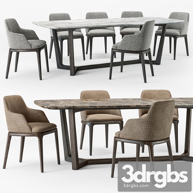 Grace armchair concorde table set 2 3dsmax Download - thumbnail 1