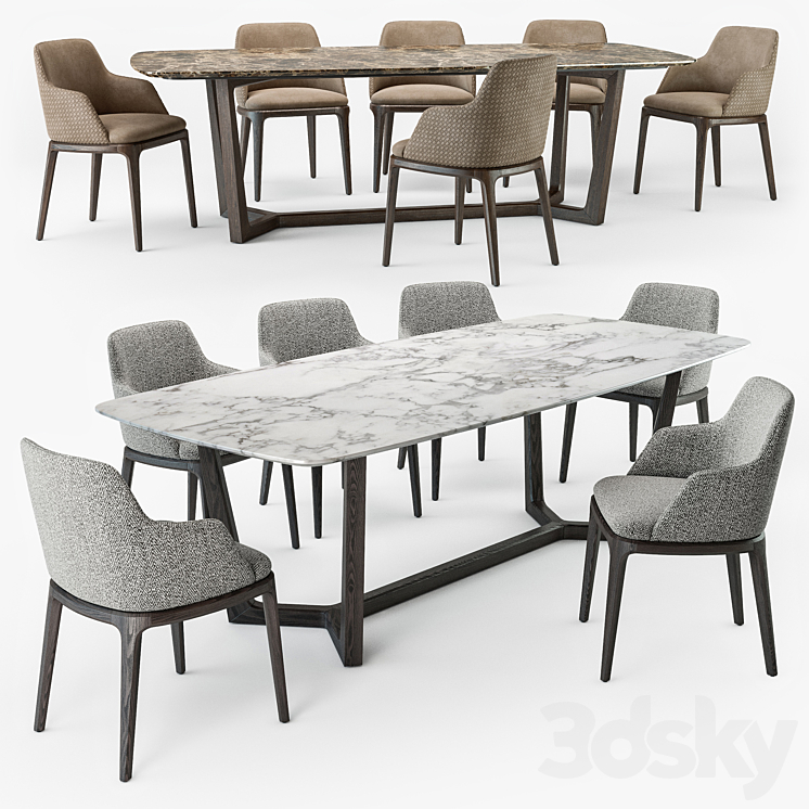 Grace armchair concorde table set 3DS Max - thumbnail 2