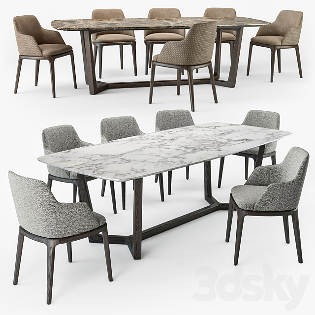 Grace armchair concorde table set 3DSMax File - thumbnail 2