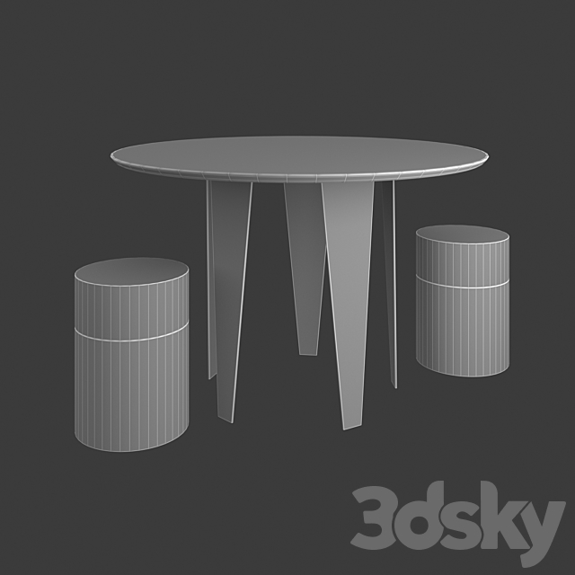 Grafton dining table and minimalist stool from kelly wearstler 3DSMax File - thumbnail 2