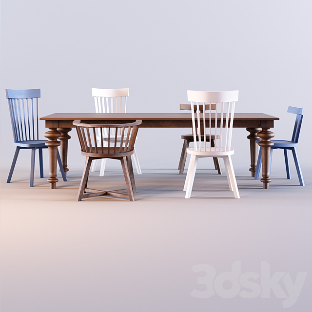 Gray 33 table & InOut Chairs by Gervasoni 3DS Max Model - thumbnail 2