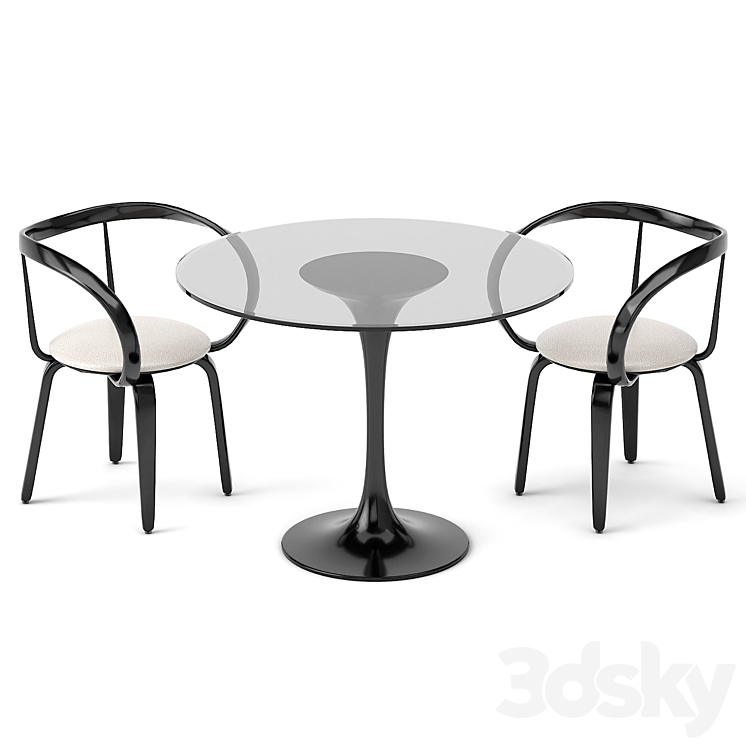 group with chairs apriori L (round table) OM 3DS Max - thumbnail 1