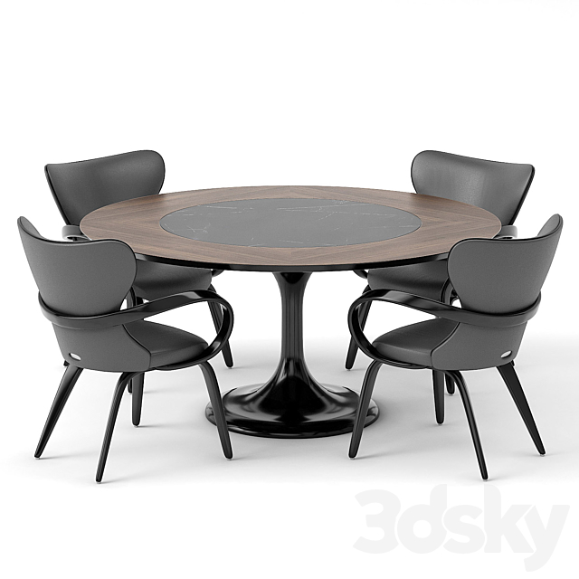 group with chairs apriori S (round table) OM 3DSMax File - thumbnail 1